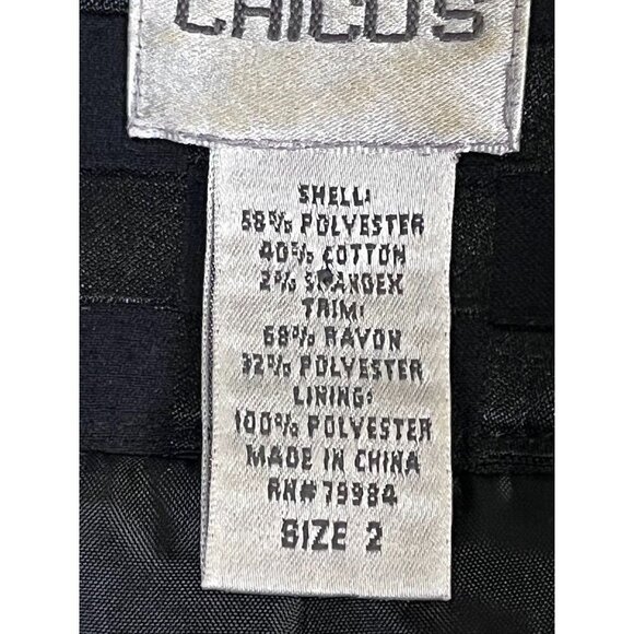 Chicos Floral Retro Jacket L Black Old Money Classic Preppy Chic Neutral Festive - Picture 2 of 13